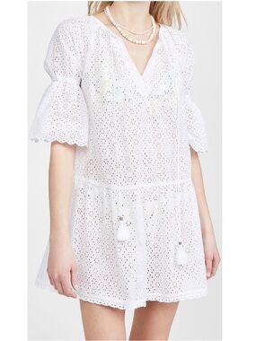 Playa Lucila Shopbop White Eyelet Tassel Swim Coverup Dress